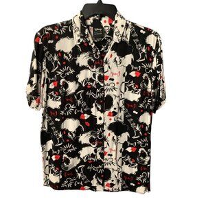 Disney Her Universe Cruella De Vil Graphic Button-Up Shirt Women Size XS